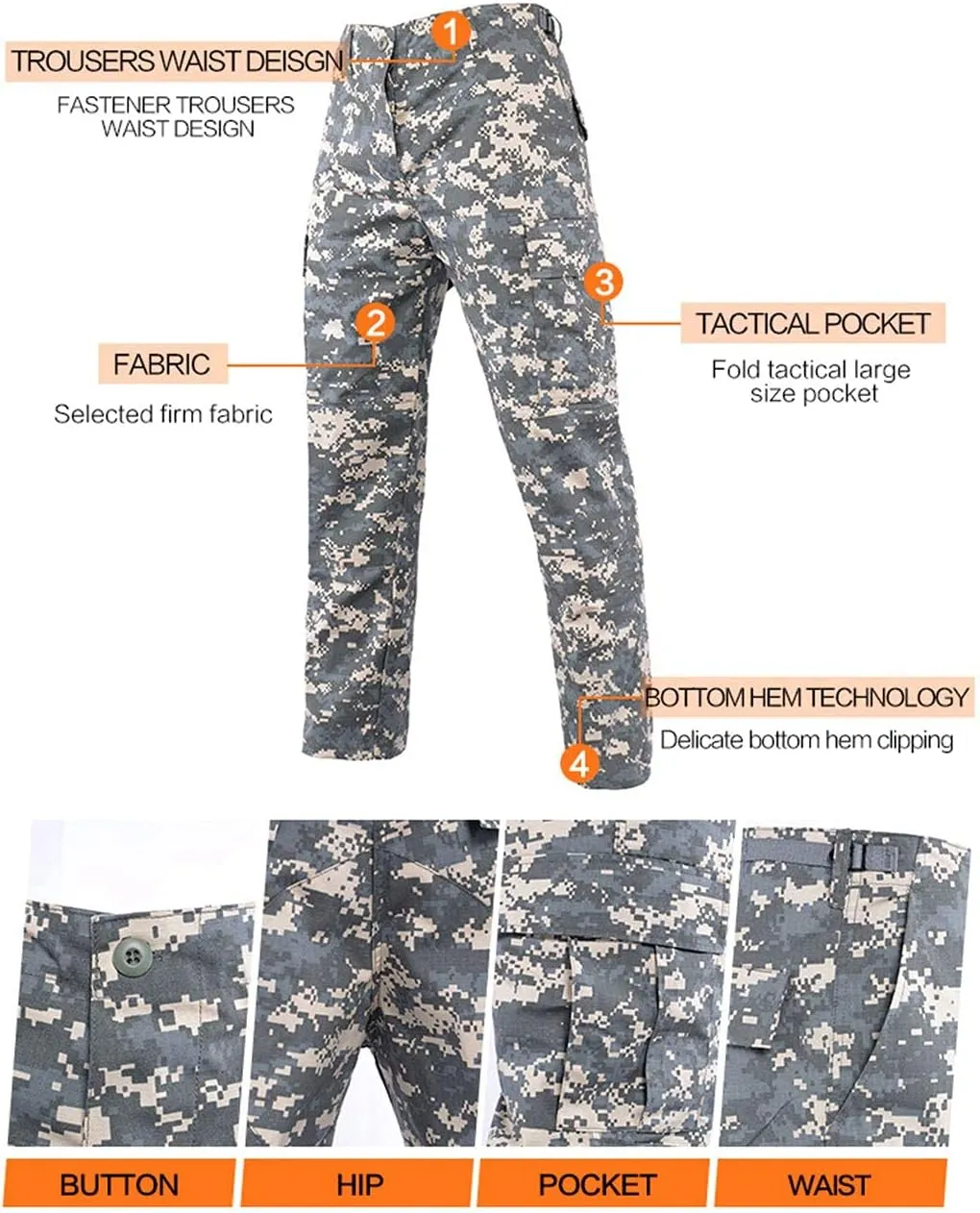 LANBAOSI Men's Tactical Hunting Uniform Combat Suit Shirt Jacket Coat and Pants Set