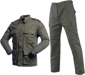 LANBAOSI Men's Tactical Hunting Uniform Combat Suit Shirt Jacket Coat and Pants Set
