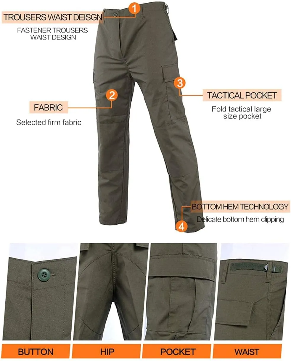 LANBAOSI Men's Tactical Hunting Uniform Combat Suit Shirt Jacket Coat and Pants Set