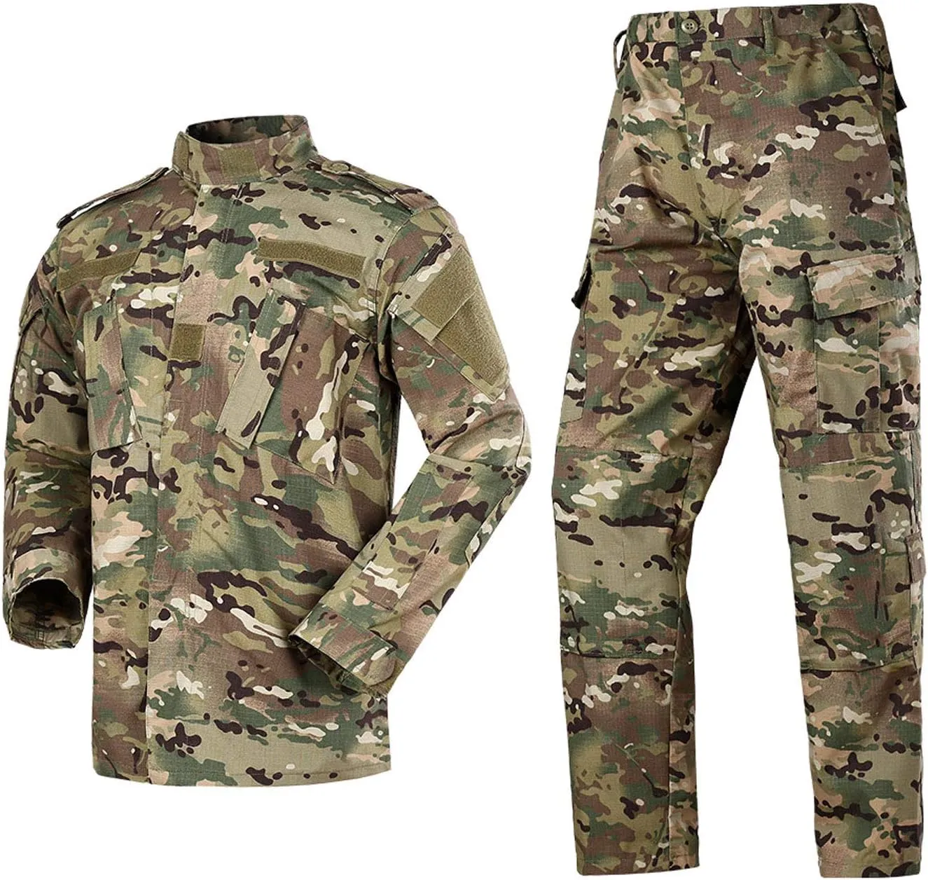 LANBAOSI Men's Tactical Jacket and Pants Military Hunting ACU Uniform 2PC Apparel Suit