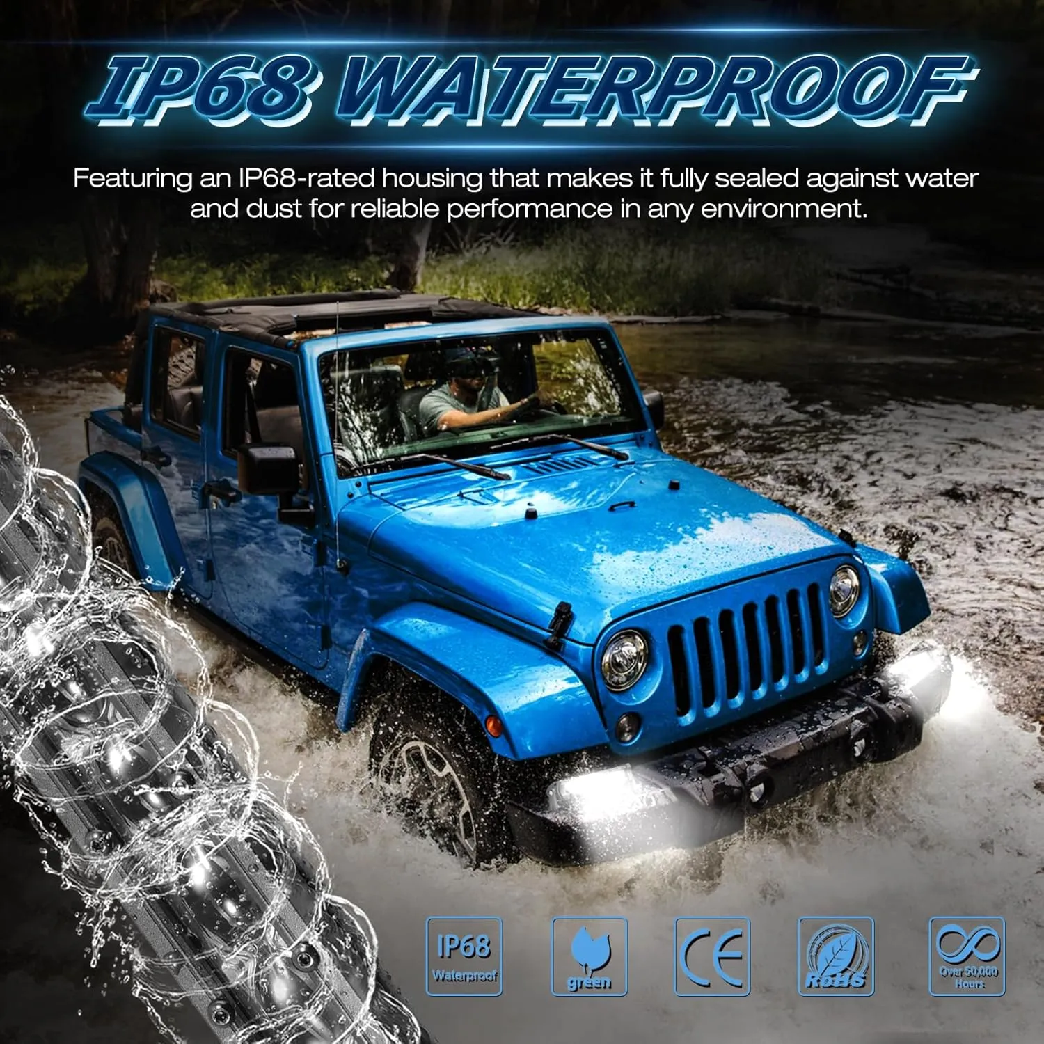 LED Light Bar 6 Inch, Niwaker 2PCS 96W Flood Light Bar Single Row Driving Lights Backup Lights Slim LED Pods Lights Off Road Fog Lights for Truck SUV Bike UTV ATV Toyota Boat
