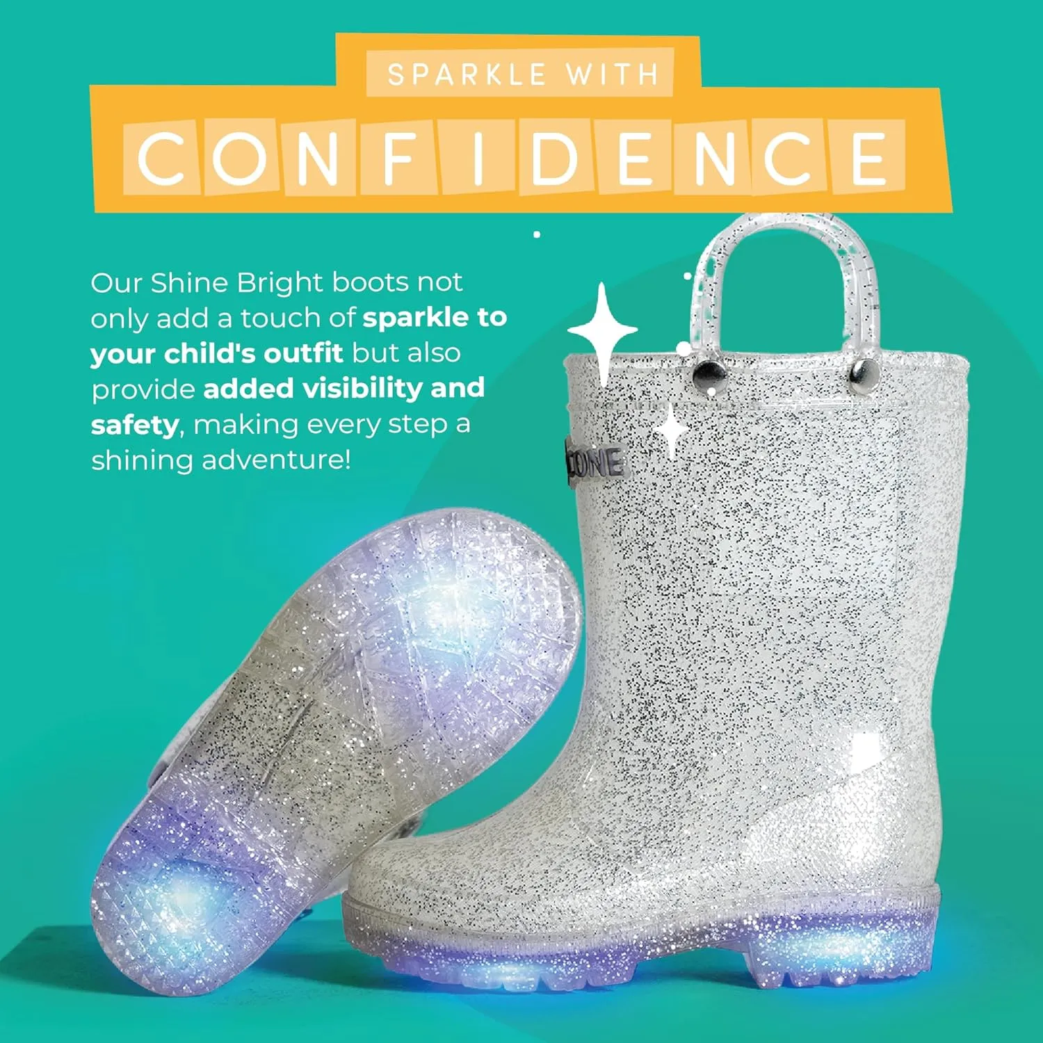 Lone Cone Kids Rain Boots for Girls & Boys  Waterproof Natural Rubber Toddler Rain Boots with Non-Slip Outsole & Easy Pull Handles  Solid, Pattern & Glitter Designs