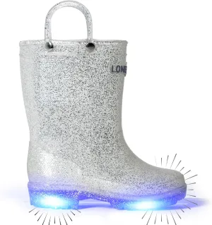 Lone Cone Kids Rain Boots for Girls & Boys  Waterproof Natural Rubber Toddler Rain Boots with Non-Slip Outsole & Easy Pull Handles  Solid, Pattern & Glitter Designs