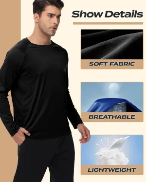 Long Sleeve Shirts for Men - Quick Dry Moisture Wicking UV UPF Sun Protection T-Shirts for Fishing Workout Swim