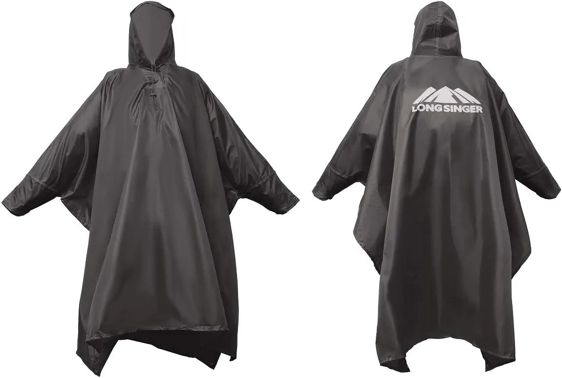 longsinger Rain Poncho for Adult, Waterproof Rain Poncho with Hood and Sleeve, Ideal for Hiking, Hunting, Camping