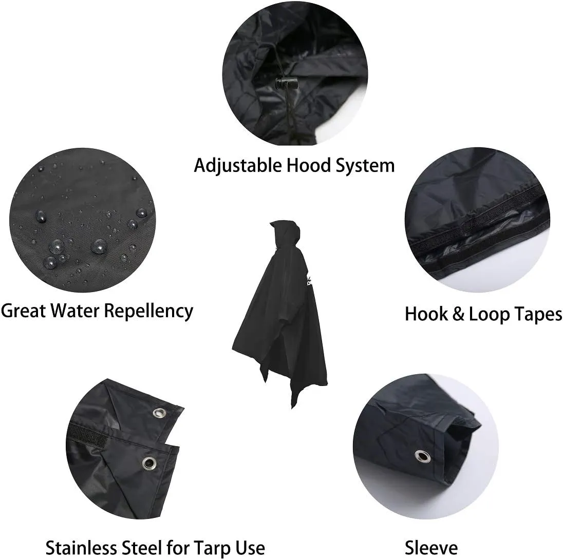 longsinger Rain Poncho for Adult, Waterproof Rain Poncho with Hood and Sleeve, Ideal for Hiking, Hunting, Camping
