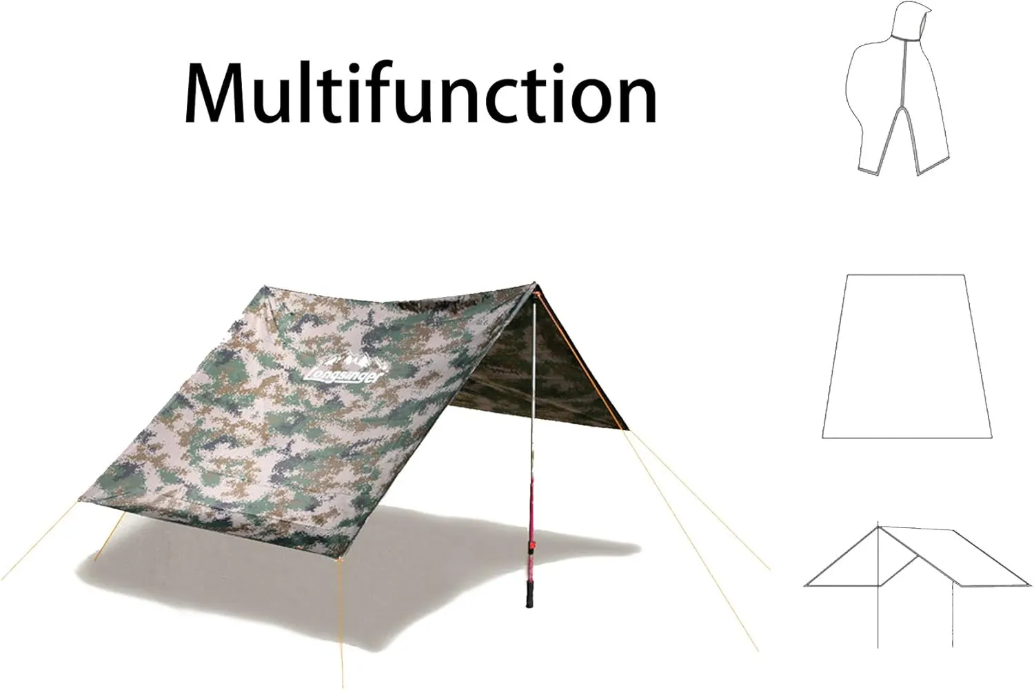 longsinger Rain Poncho for Adult, Waterproof Rain Poncho with Hood and Sleeve, Ideal for Hiking, Hunting, Camping