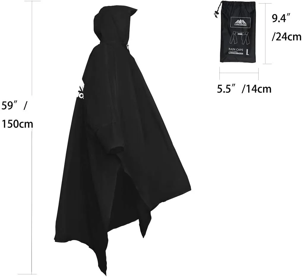 longsinger Rain Poncho for Adult, Waterproof Rain Poncho with Hood and Sleeve, Ideal for Hiking, Hunting, Camping