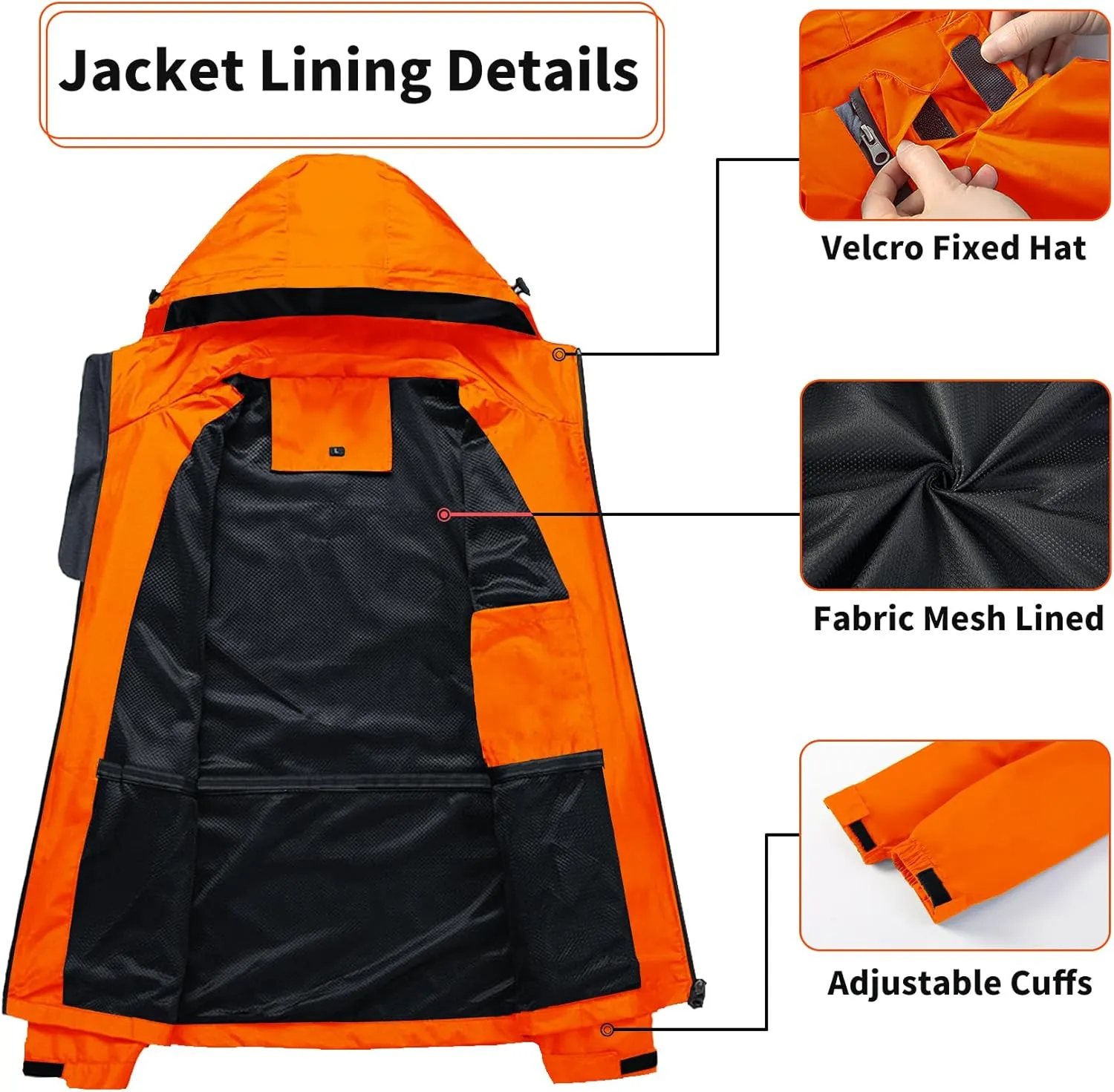Mens Lightweight Waterproof Jacket Windproof Rain Hooded jackets for Men Hiking Cycling Travel M-7XL
