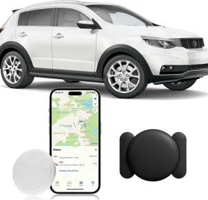 Mini Car GPS Tracking Device for Cars, Vehicles etc, 1PCS Real Time GPS Tracker for Vehicles, Work with Find My (iOS Only), Hidden Car Tracker with Magnetic Waterproof Case, Black