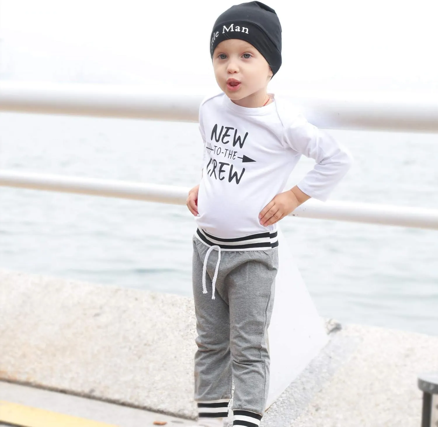 Newborn Infant Baby Boy Clothes Fall Winter Outfits New to The Crew Outfit Toddler Baby Boy Clothes Set