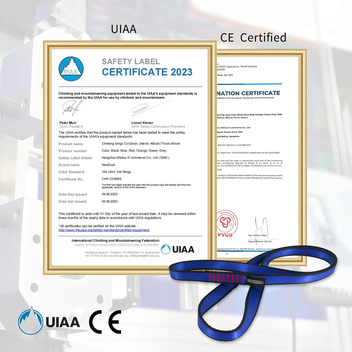 NewDoar 16mm Climbing Sling UIAA CE Certified,23KN EN566 Certified,Climbing Utility Cord Rock Climbing,Creating Anchors System,Rappelling Gear,Perfect for Tree Work