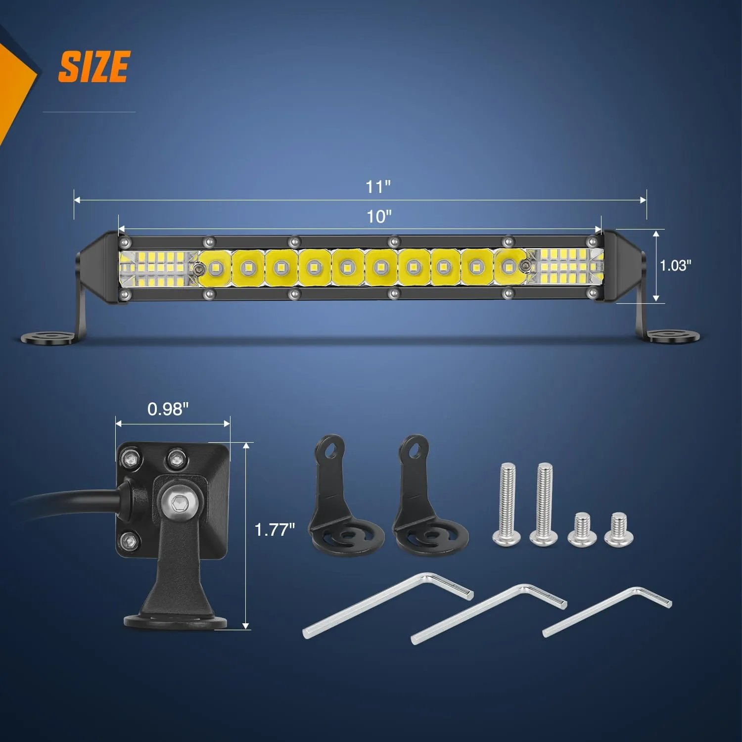 Nilight Slim LED Light Bar 2PCS 11 Inch 26LED Single Row Spot Flood Combo Fog Driving Work Lighting Roof Bumper Lamp Offroad for 4x4 Trucks SUV ATV UTV