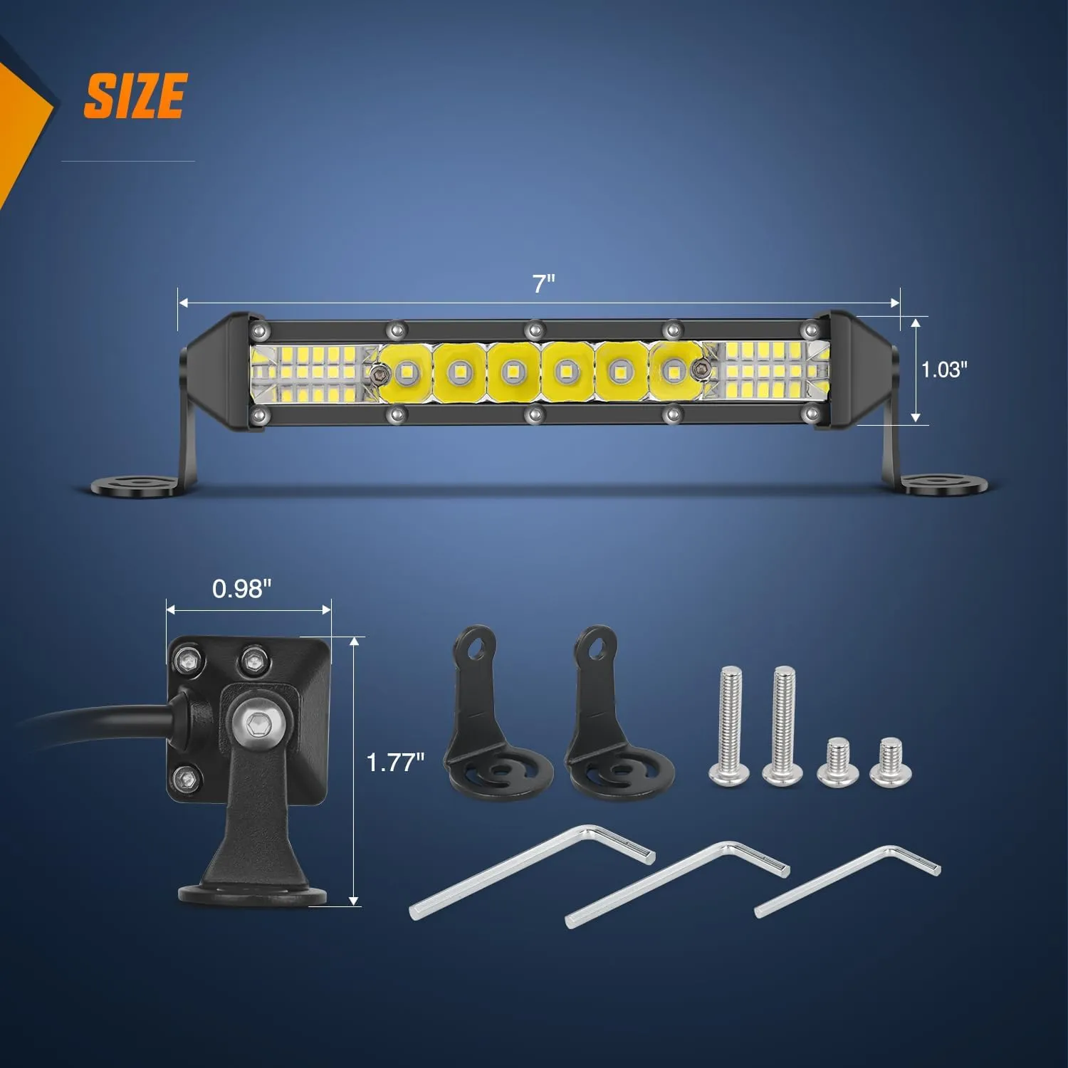 Nilight Slim LED Light Bar 2Pcs 7 Inch 16LED Single Row Spot Flood Combo Fog Driving Work Lighting Roof Bumper Lamp Offroad for 4x4 Trucks SUV ATV UTV