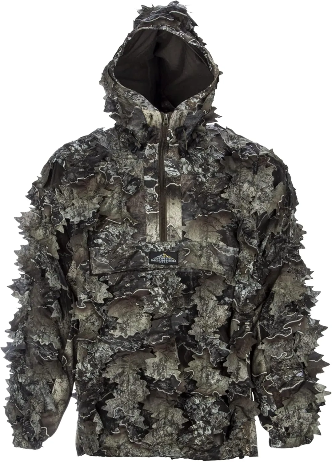 North Mountain Gear - Premium Camouflage Leafy Hunting Jacket For Men- 1/2 Zip With Hood