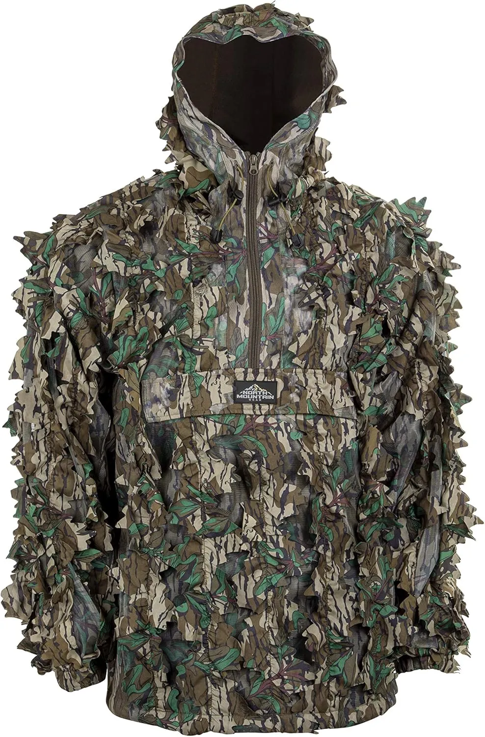 North Mountain Gear - Premium Camouflage Leafy Hunting Jacket For Men- 1/2 Zip With Hood