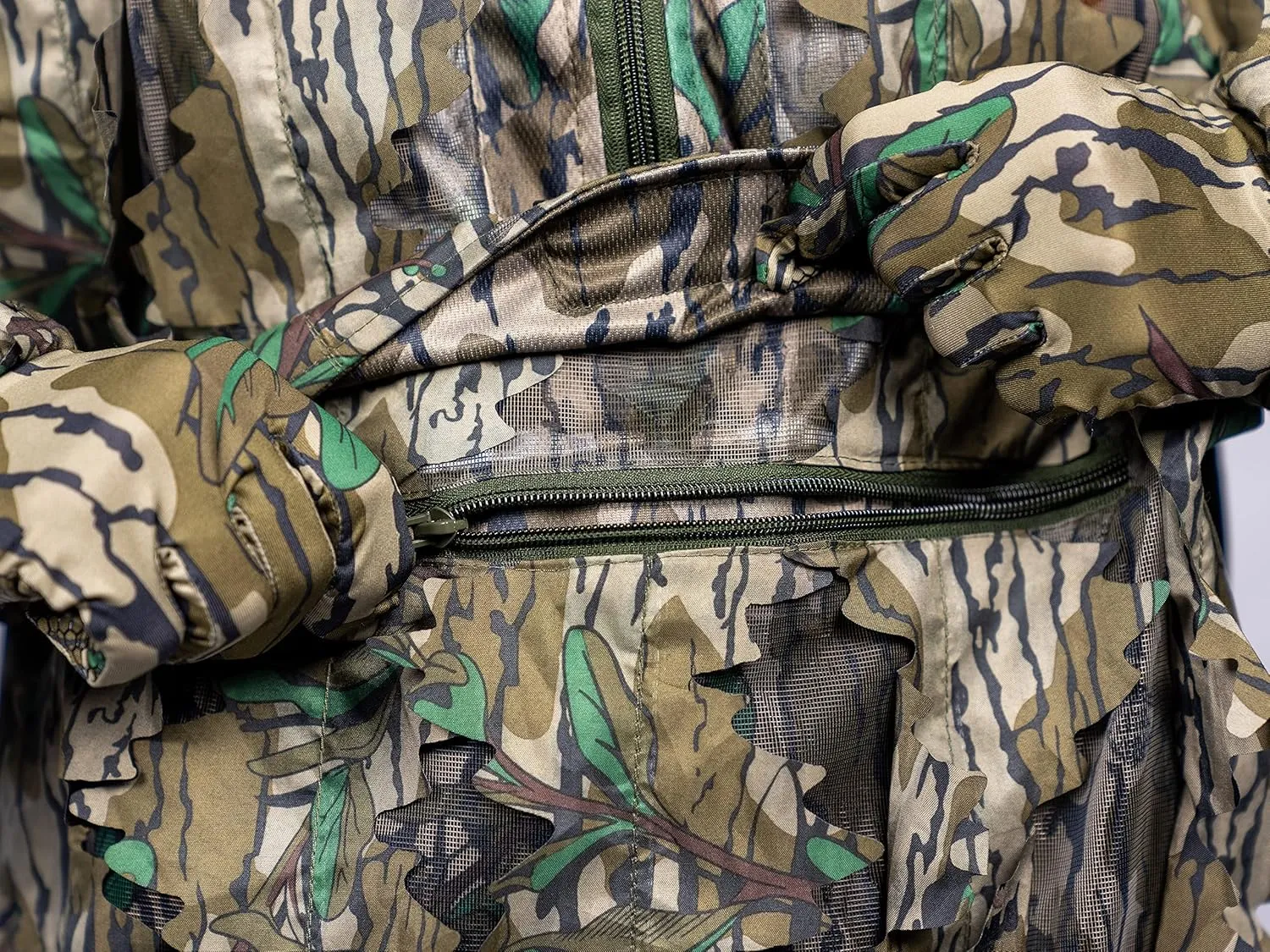 North Mountain Gear - Premium Camouflage Leafy Hunting Jacket For Men- 1/2 Zip With Hood