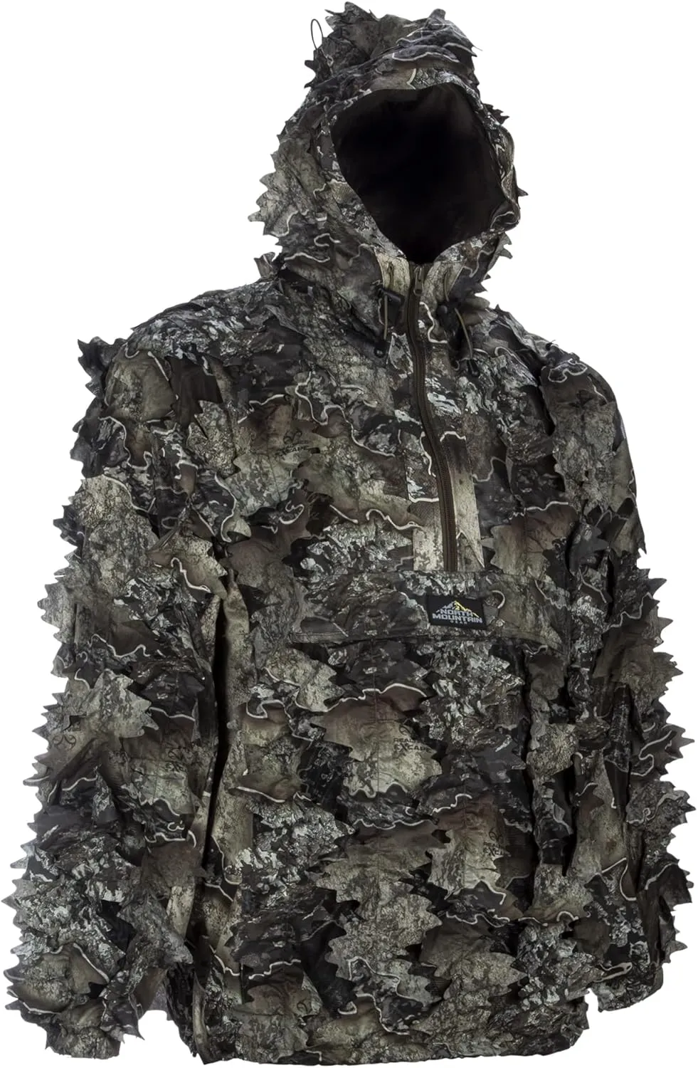 North Mountain Gear - Premium Camouflage Leafy Hunting Jacket For Men- 1/2 Zip With Hood