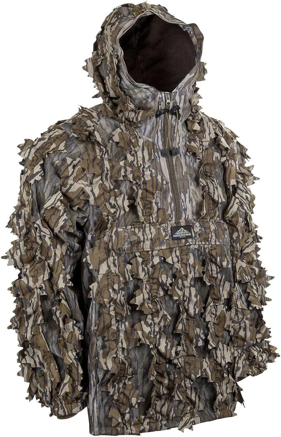North Mountain Gear - Premium Camouflage Leafy Hunting Jacket For Men- 1/2 Zip With Hood