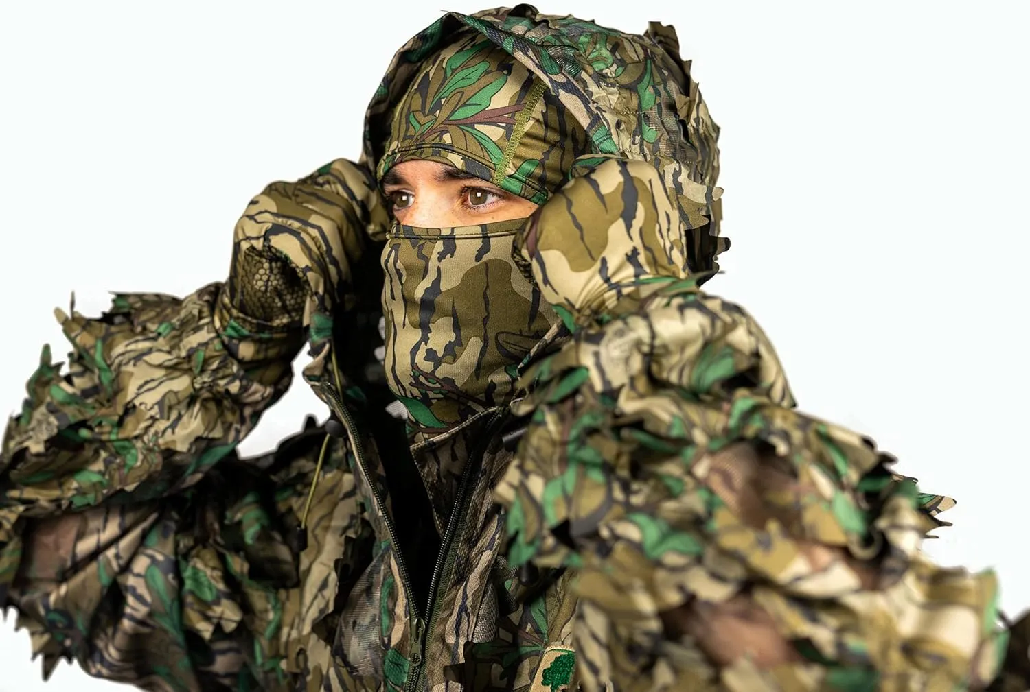 North Mountain Gear - Premium Camouflage Leafy Hunting Jacket For Men- 1/2 Zip With Hood