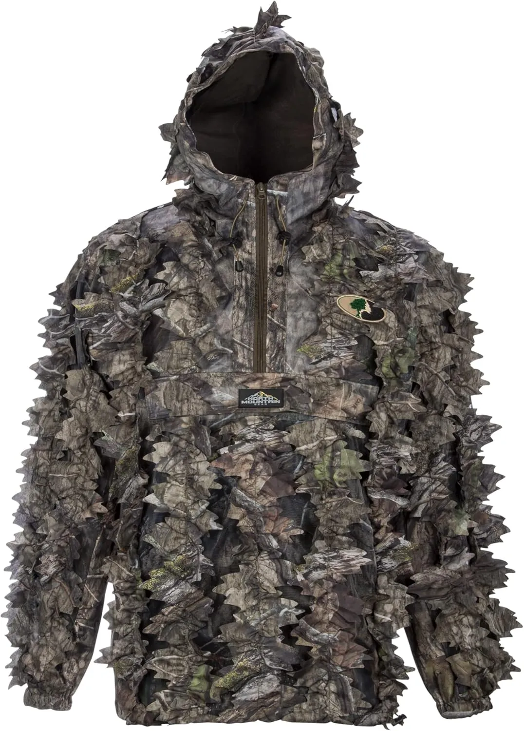 North Mountain Gear - Premium Camouflage Leafy Hunting Jacket For Men- 1/2 Zip With Hood