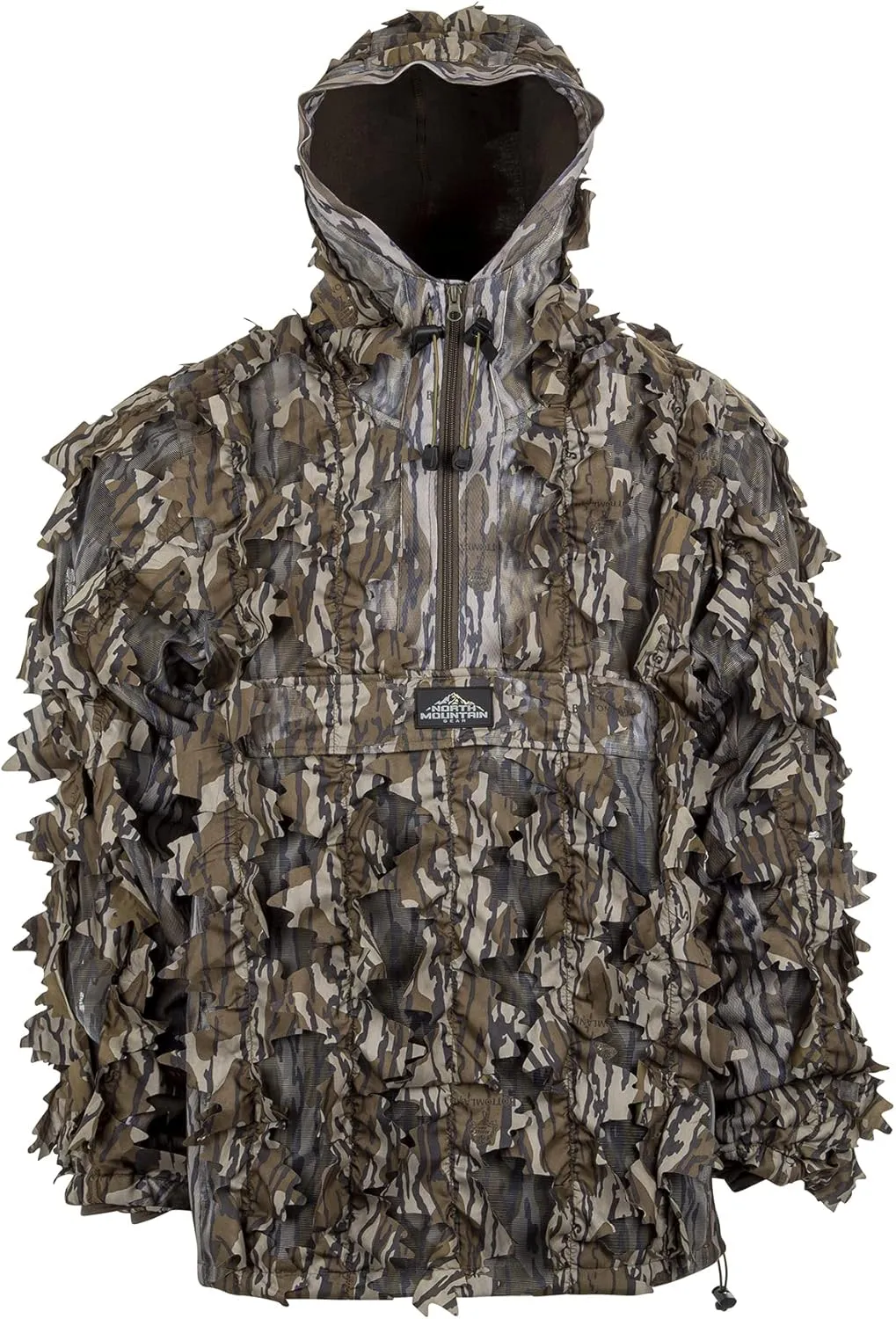North Mountain Gear - Premium Camouflage Leafy Hunting Jacket For Men- 1/2 Zip With Hood