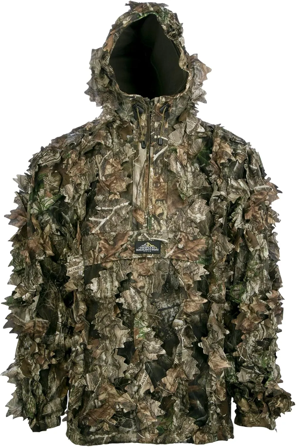 North Mountain Gear - Premium Camouflage Leafy Hunting Jacket For Men- 1/2 Zip With Hood