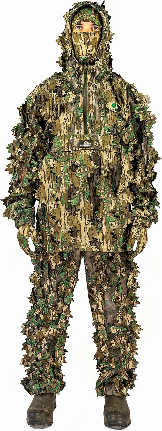 North Mountain Gear - Premium Camouflage Leafy Hunting Jacket For Men- 1/2 Zip With Hood