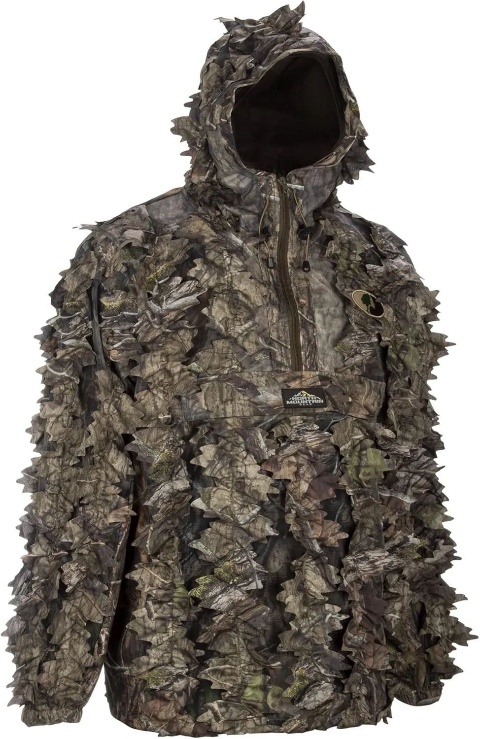 North Mountain Gear - Premium Camouflage Leafy Hunting Jacket For Men- 1/2 Zip With Hood