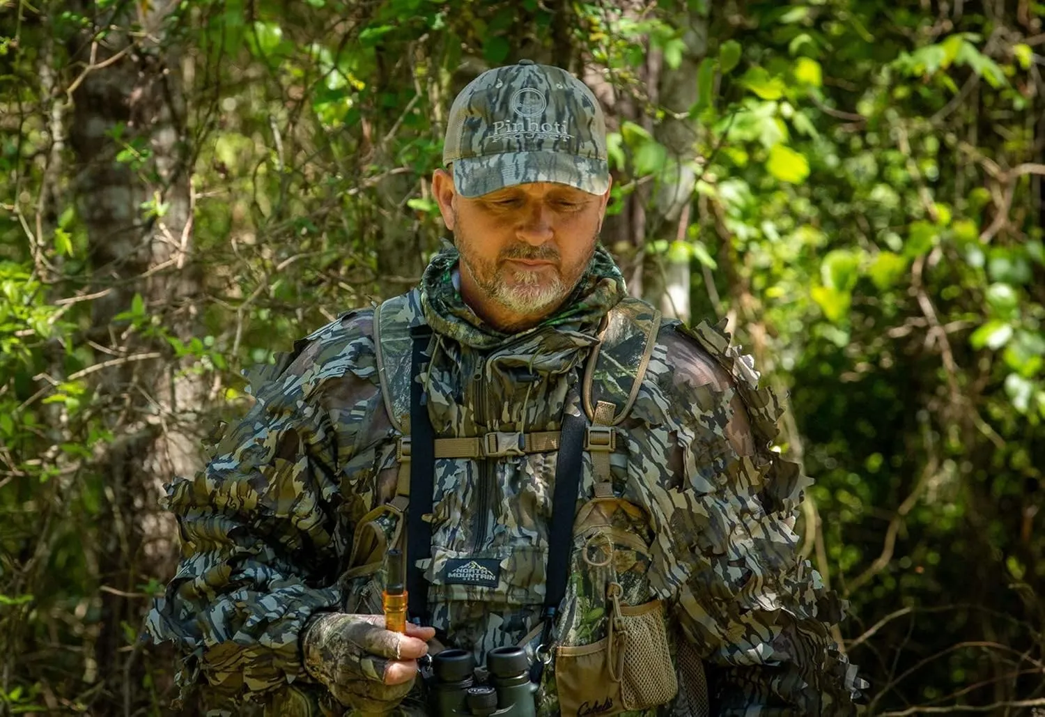 North Mountain Gear - Premium Camouflage Leafy Hunting Jacket For Men- 1/2 Zip With Hood