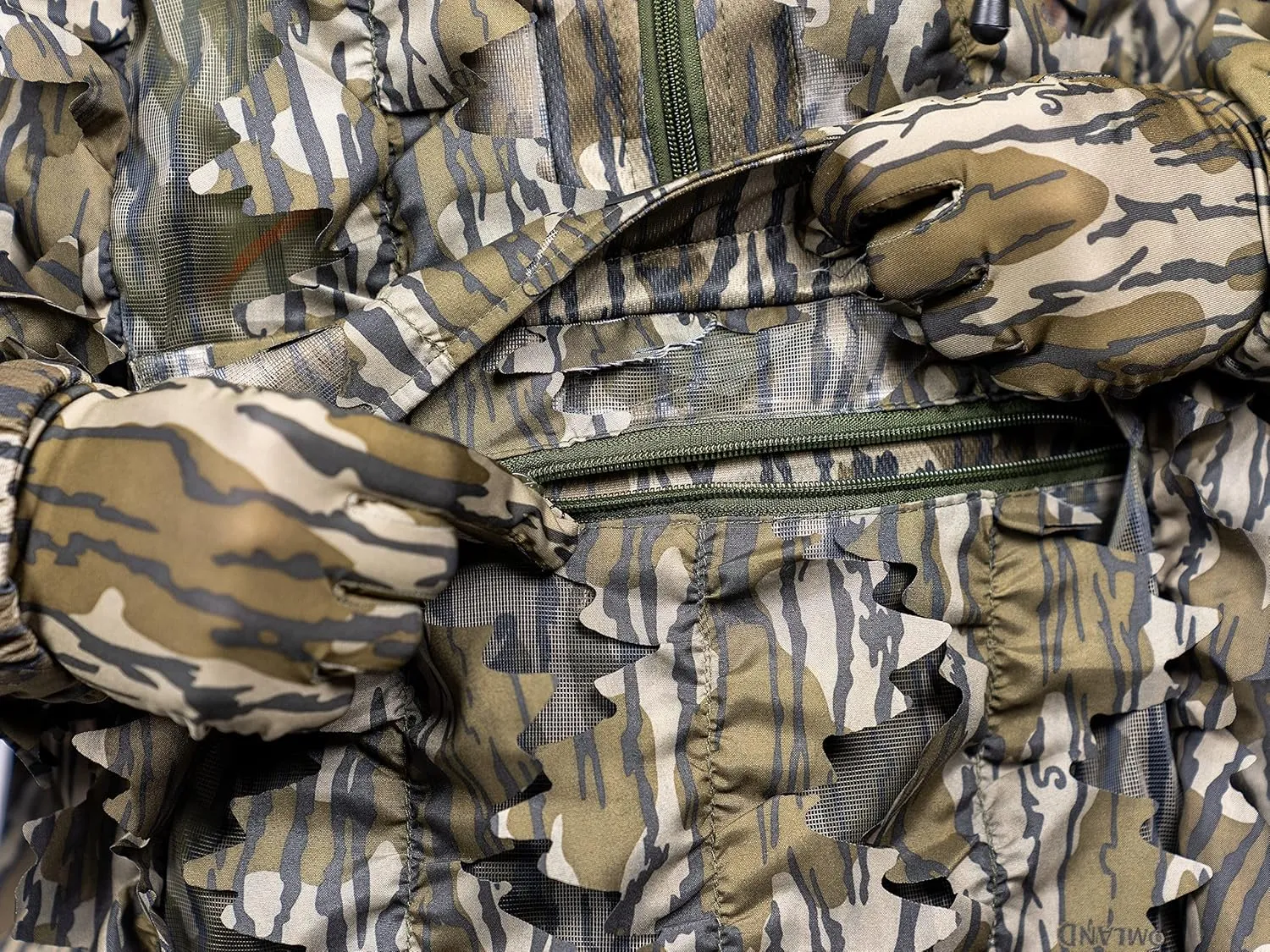 North Mountain Gear - Premium Camouflage Leafy Hunting Jacket For Men- 1/2 Zip With Hood