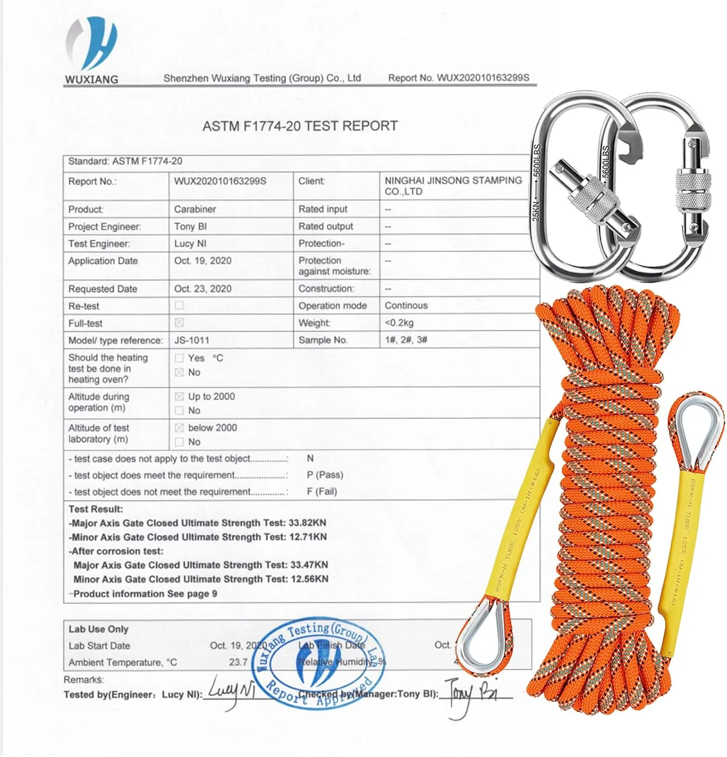 NTR Orange/Black/Blue/Green Climbing Rope 10M(32ft) 20M(64ft) 30M(96ft) 50M(160ft), 8MM Static Rock Climbing Rope with 2 Steel Hooks, Rappelling Rope for Outdoor, Hiking Safety Escape Rope