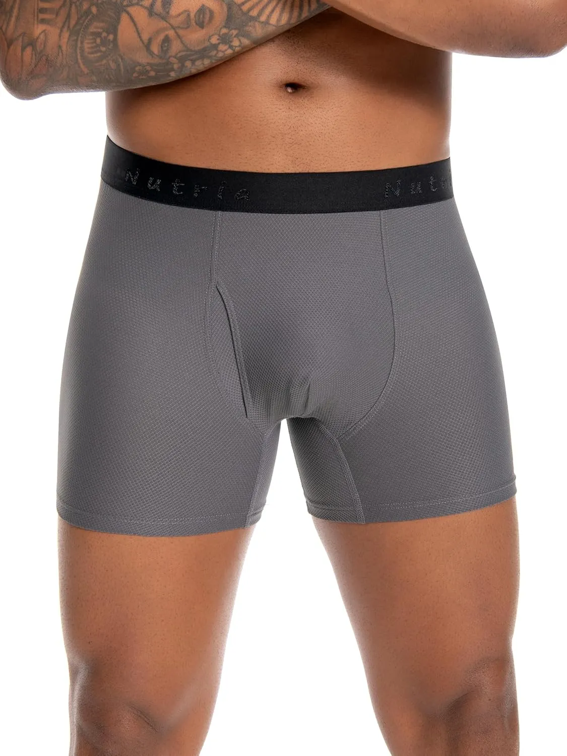 Nutria Mens Quick Dry Travel Underwear 4 Pack Mesh Breathable Hiking Boxer Briefs with Open Fly U01