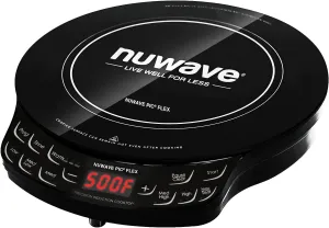 Nuwave Flex Precision Induction Cooktop, 10.25 Shatter-Proof Ceramic Glass, 6.5 Heating Coil, 45 Temps from 100F to 500F, 3 Wattage Settings 600, 900 & 1300 Watts, Black