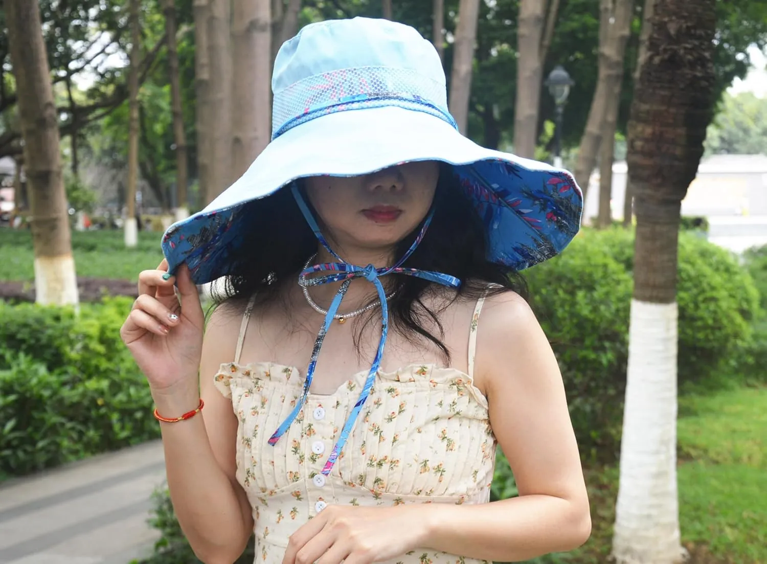 Packable Large Brim Sun Hat for Women - 6.7" Wide-Brim UV-Protection Women's-Sun-Beach-Hats with Strap
