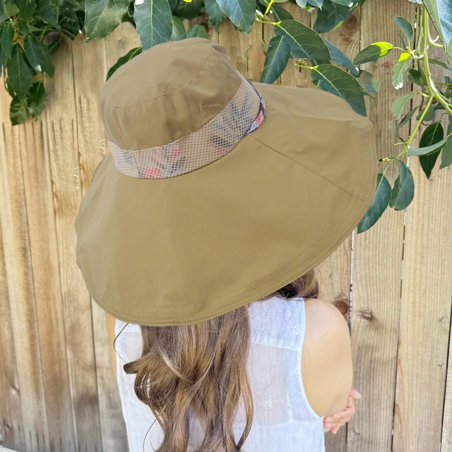 Packable Large Brim Sun Hat for Women - 6.7" Wide-Brim UV-Protection Women's-Sun-Beach-Hats with Strap