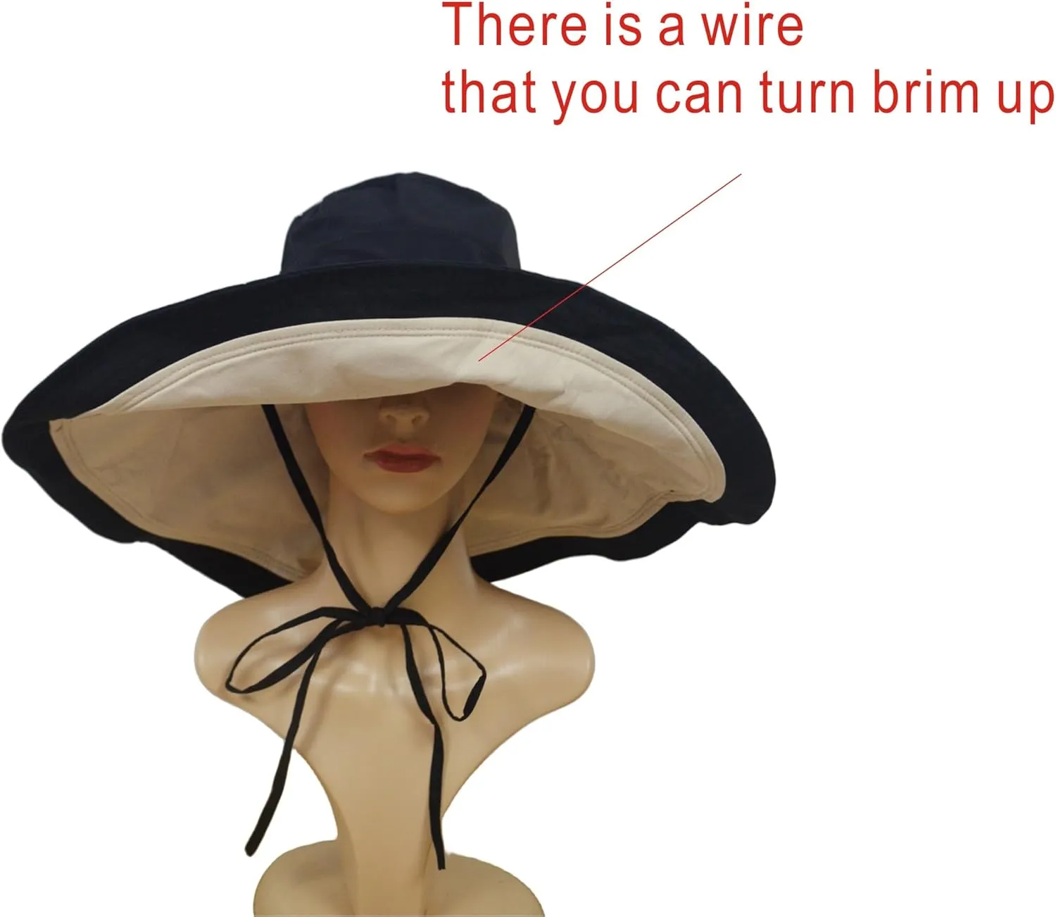 Packable Large Brim Sun Hat for Women - 6.7" Wide-Brim UV-Protection Women's-Sun-Beach-Hats with Strap