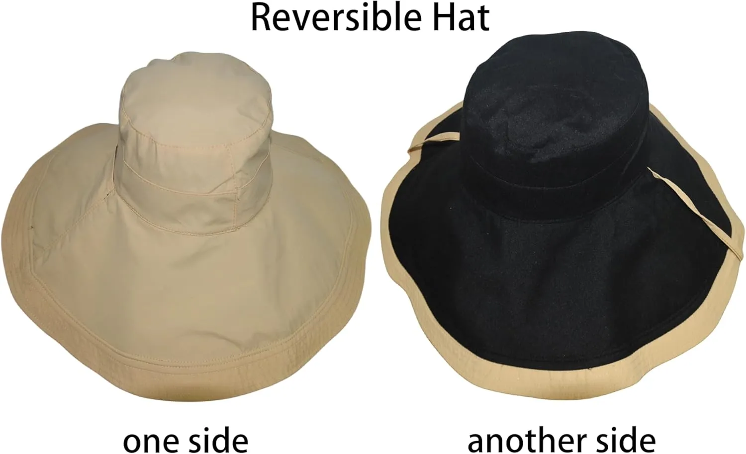 Packable Large Brim Sun Hat for Women - 6.7" Wide-Brim UV-Protection Women's-Sun-Beach-Hats with Strap