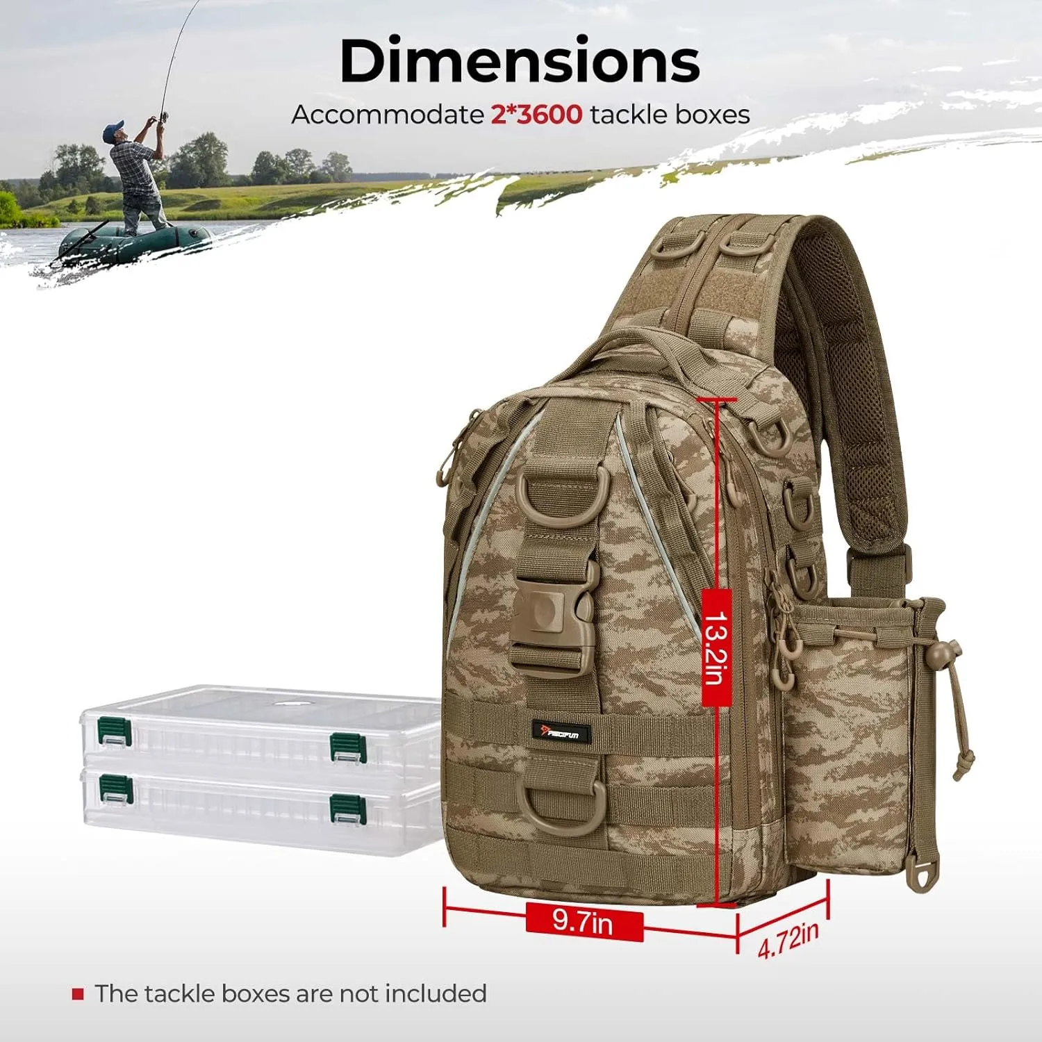 Piscifun Fishing Tackle Backpack with Rod & Gear Holder, Lightweight Outdoor Water-Resistant Fishing Shoulder Storage Bag