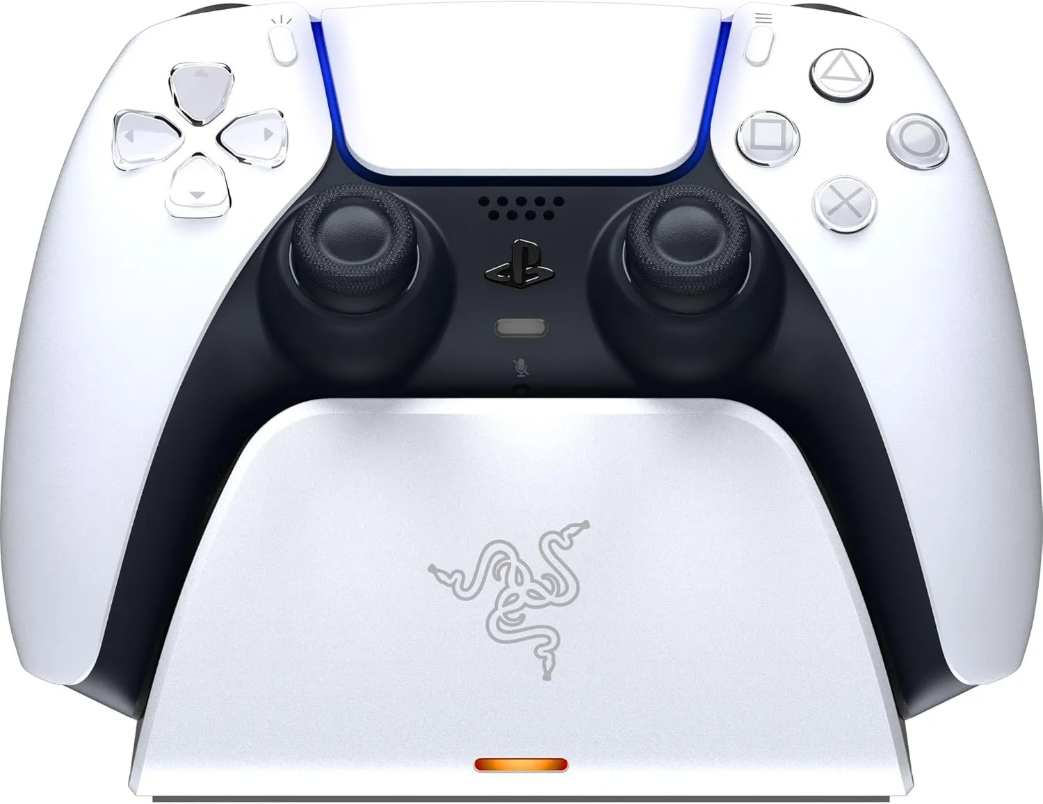 Razer Quick Charging Stand for PlayStation 5: Quick Charge - Curved Cradle Design - Matches PS5 DualSense Wireless Controller - One-Handed Navigation - USB Powered - White (Controller Sold Separately)