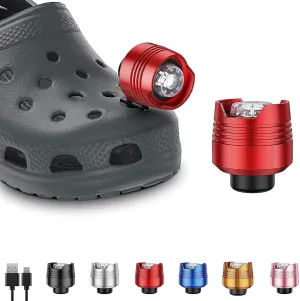 Rechargeable Headlights for Clog 2PCS, Flashlight Clog Charm Attachment Accessories for Shoes with 3 Light Modes for Dog Walking, Camping, Running, Suitable for Adults Kids Boys Girls Men Women