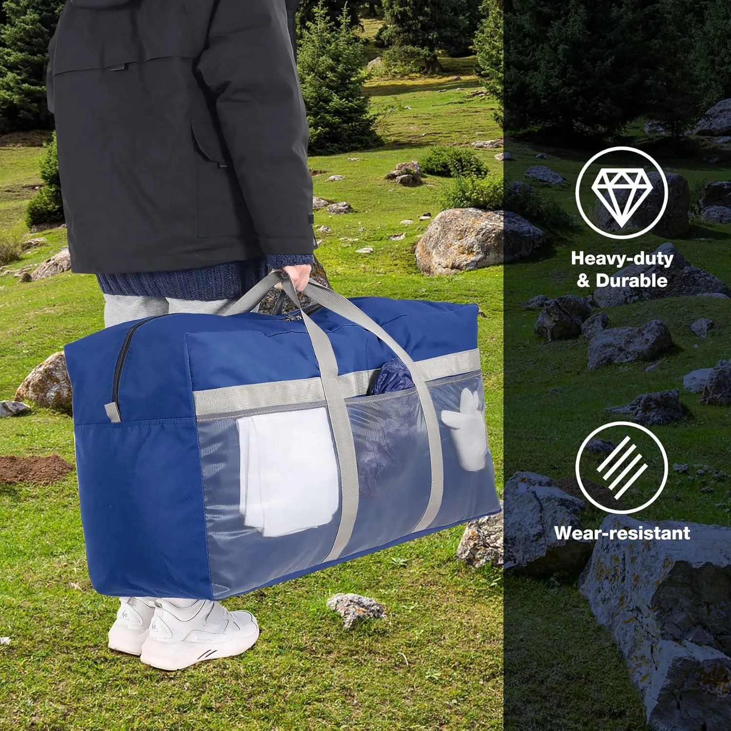 REDCAMP Foldable Travel Bag, Large Sports Bag, 75L/96L/100L, Lightweight Waterproof Tote Bag
