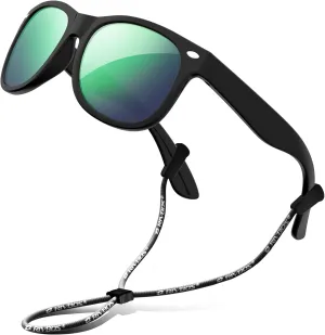 RIVBOS Kids Sunglasses Polarized UV Protection Flexible Rubber Glasses Shades with Strap for Boys Girls RBK004