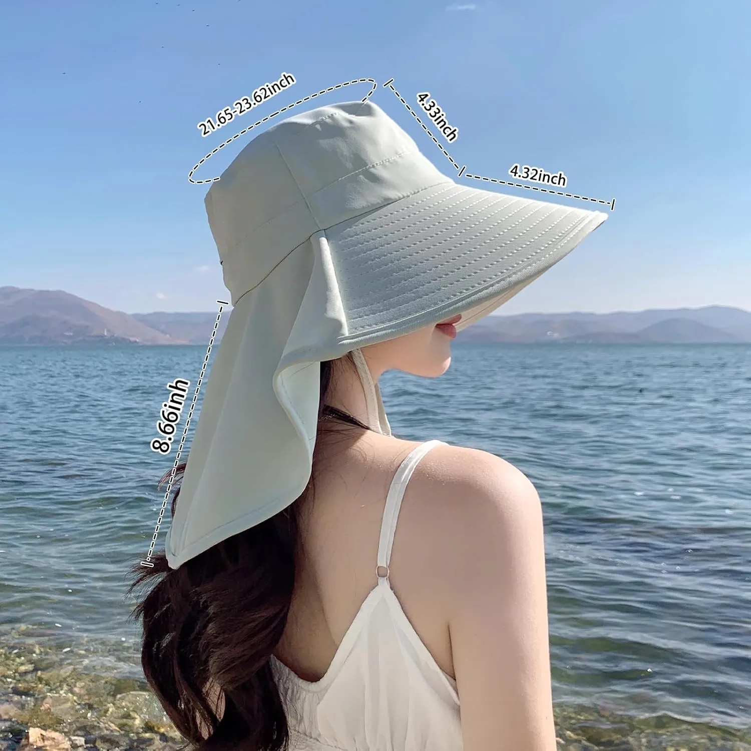 Ruqizhi Sun Hats for Women with Neck Flap Ponytail Hole Women Sun Hats Rollable UV Protection Fishing Hats Wide Brim UPF 50 