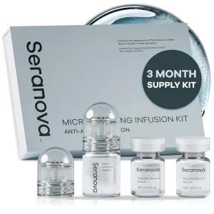 Seranova - Micro Infusion for Skin Care  with Collagen Peptides & Hyaluronic Acid, Face Serum and Stamp 0.05mm - 3 Month Supply