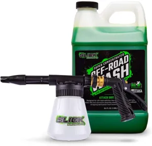 Slick Products Off-Road Wash (64 oz.)   Garden Hose Foam Gun Bundle - Super Concentrated Bike, ATV, UTV, Truck Wash Foam Shampoo for Heavy Dirt and Mud