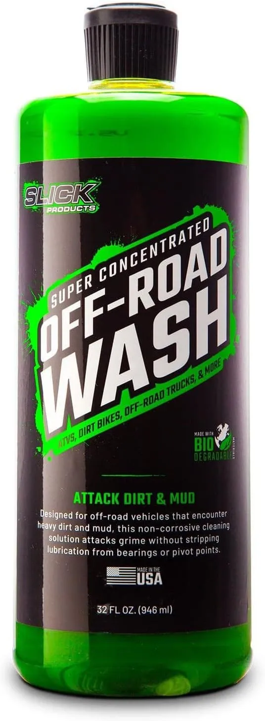 Slick Products Off-Road Wash Extra Thick Foaming Cleaning Solution Dirt Bike, UTV, Truck, Offroad Car Wash Soap - Works With Foam Cannon, Foam Gun, Sprayers, Buckets, 32 oz., Citrus Scent