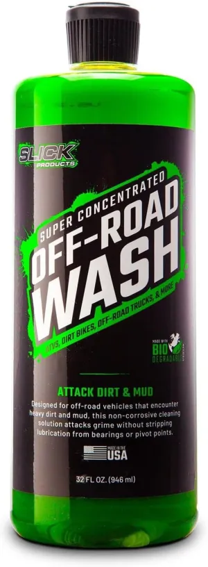 Slick Products Off-Road Wash Extra Thick Foaming Cleaning Solution Dirt Bike, UTV, Truck, Offroad Car Wash Soap - Works With Foam Cannon, Foam Gun, Sprayers, Buckets, 32 oz., Citrus Scent