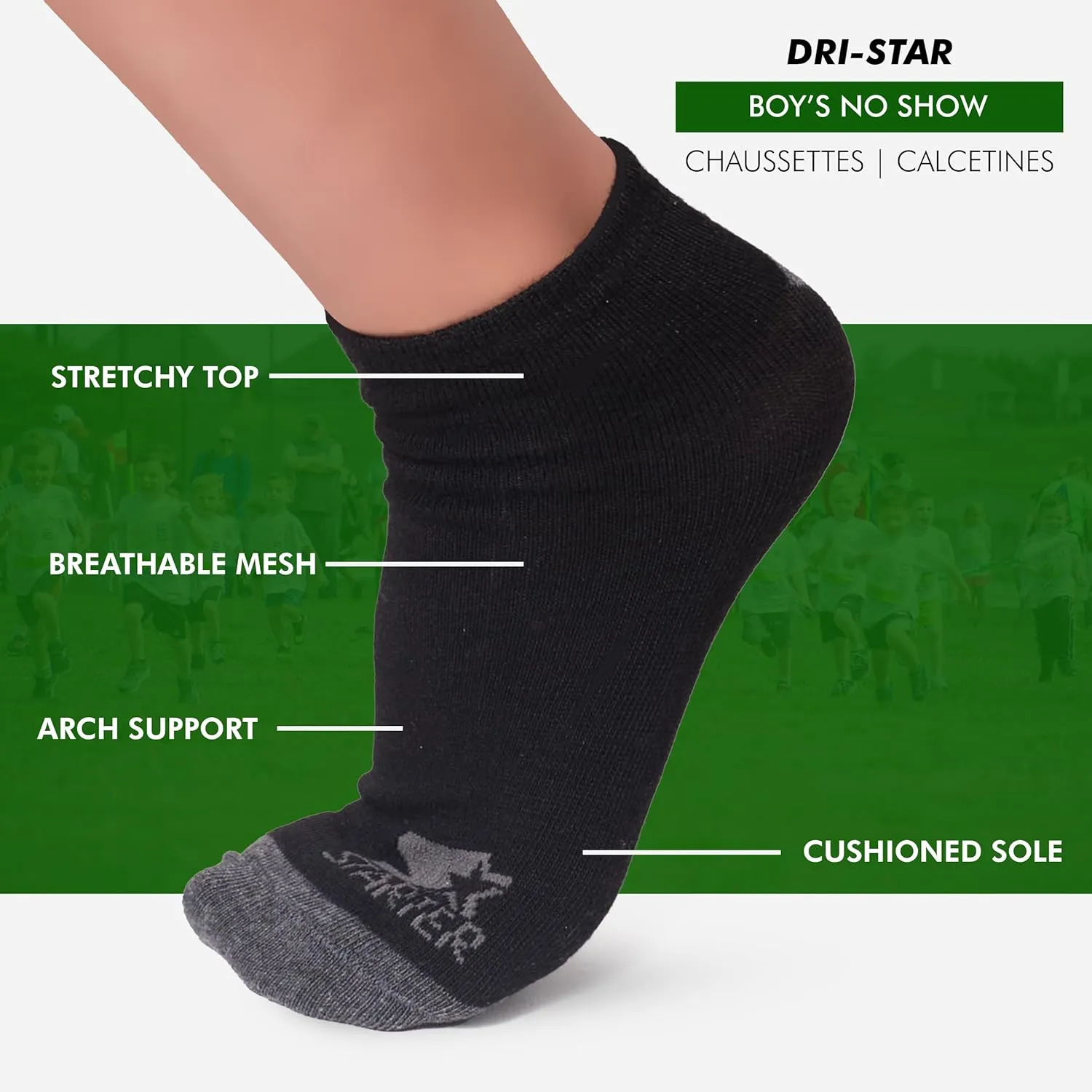 STARTER Boys Socks 10-Pack Comfort Toe, Lightweight Moisture-Wicking Socks for Kids 4-6, 6-8, and 10-12 Years Old