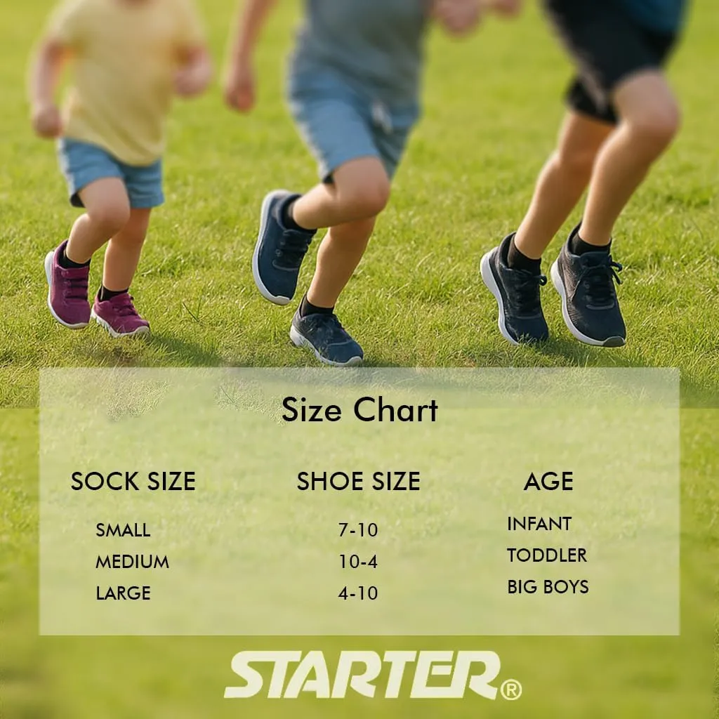 STARTER Boys Socks 10-Pack Comfort Toe, Lightweight Moisture-Wicking Socks for Kids 4-6, 6-8, and 10-12 Years Old